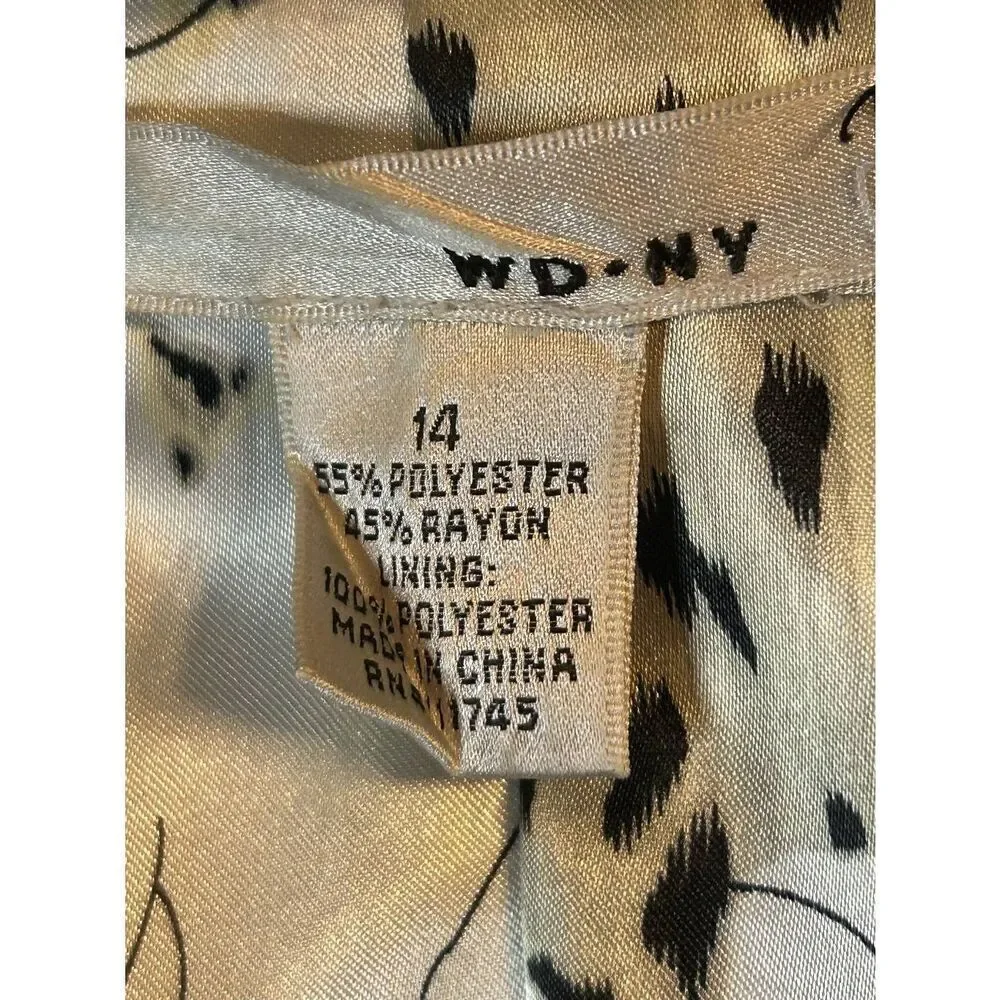 WD.NY Long Sleeve Black White Houndstooth Blazer Jeweled Buttons Size 14 (8756)